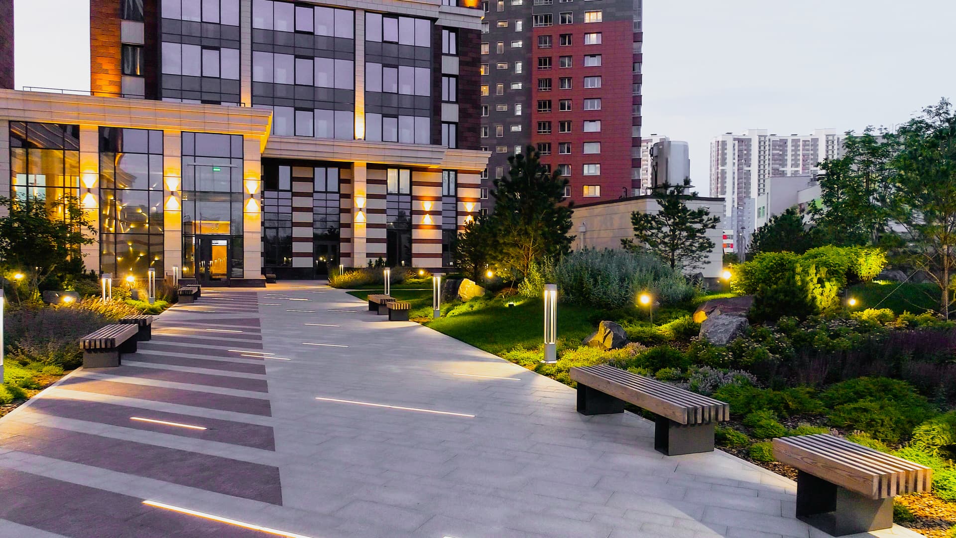 пешеходные дорожки и мощение ЖК Баухаус — ландшафтная студия Derevo Park