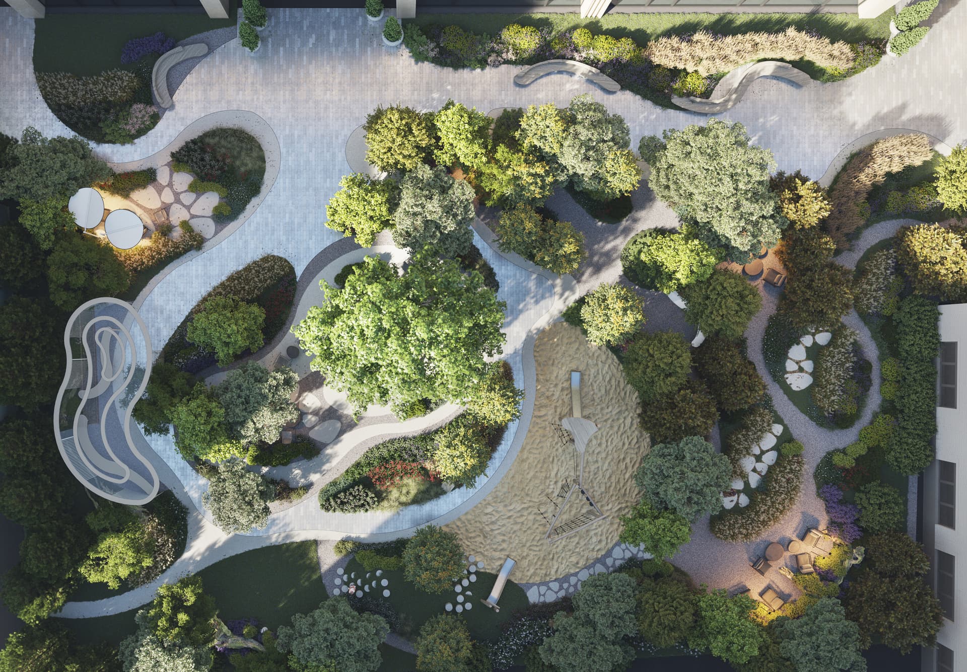 пешеходные дорожки и мощение ЖК Лючи — ландшафтная студия Derevo Park