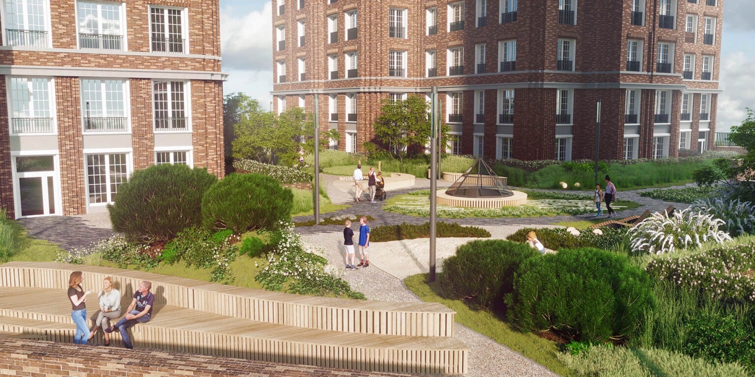 озеленение, деревья и газоны ЖК Альтер — ландшафтная студия Derevo Park